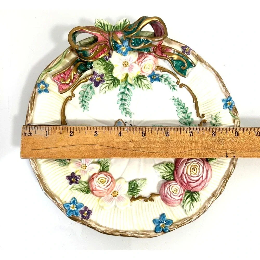 Fitz Floyd 3D Woodland Spring Floral Butterfly Canapé Plate Bow